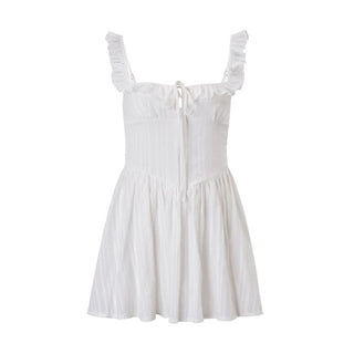 Square neck ruffle smocked cami mini dress