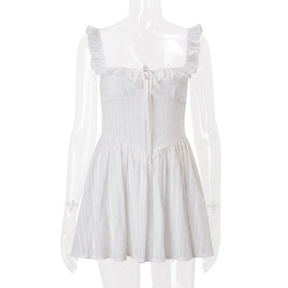 Square neck ruffle smocked cami mini dress