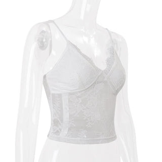 Lace v neck backless cami top