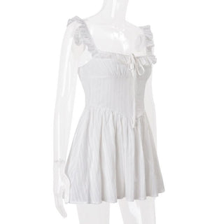 Square neck ruffle smocked cami mini dress