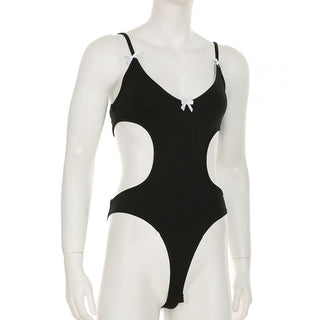 Bowknot hollow out cami bodysuit