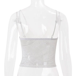 Lace v neck backless cami top