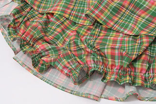 Plaid lace hem mini skirt