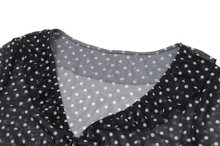 Polka dot long sleeve v neck crop top