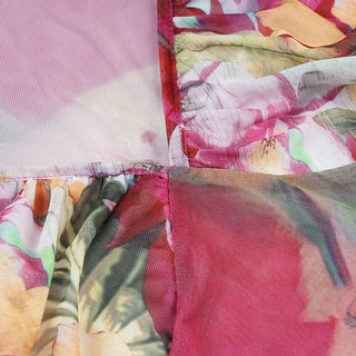 V neck flower print mesh cami top