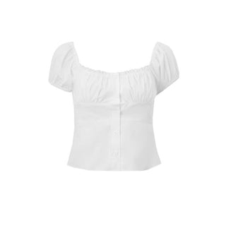 Short sleeve ruched button top