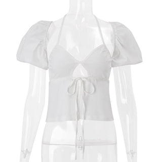 Puff sleeve halter 2 piece top