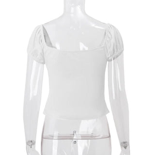 Short sleeve ruched button top