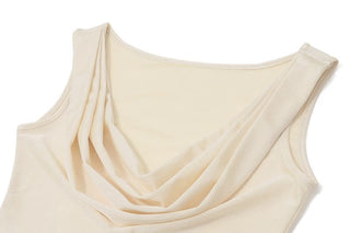 Cowl neck ruched solid mini dress