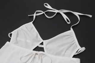 Puff sleeve halter 2 piece top