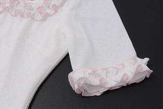 Rabbit print square neck short sleeve ruffle mini dress