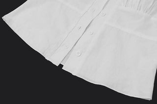 Short sleeve ruched button top