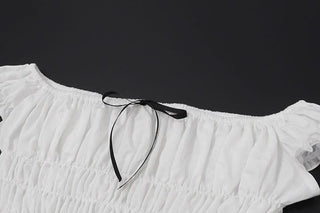 Smocked bowknot ruffle maxi skirt set