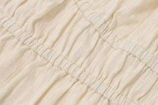 Cap sleeve smocked lace hem ruffle top