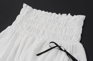 Smocked bowknot ruffle maxi skirt set