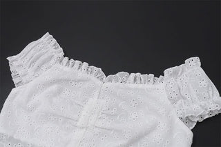 Off shoulder ruffle hollow out cut out top