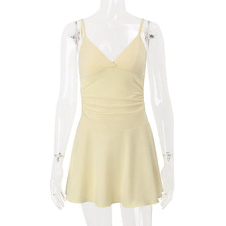 V neck backless cami mini dress