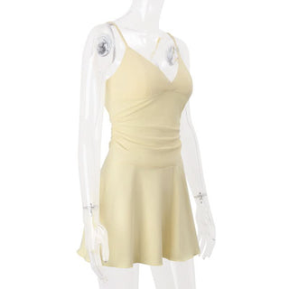 V neck backless cami mini dress