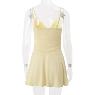 V neck backless cami mini dress