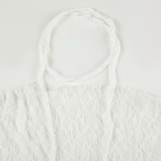 Short sleeve irregular lace off shoulder top