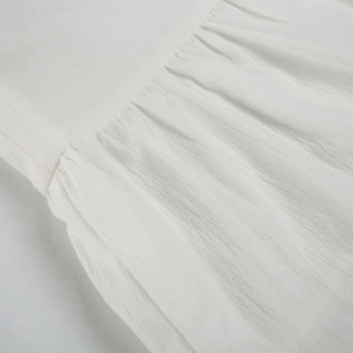 Zip-up lace hem ruched A line self tie mini skirt