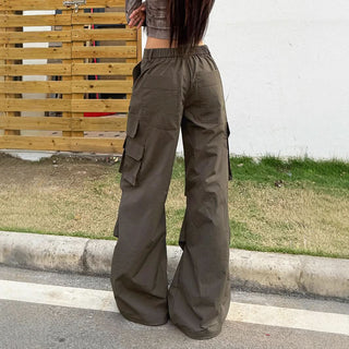 Drawstring irregular pocket low rise cargo pant
