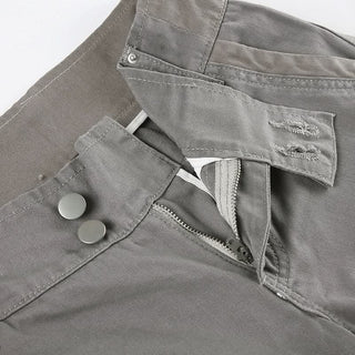 Zip-up button pocket high rise cargo pant