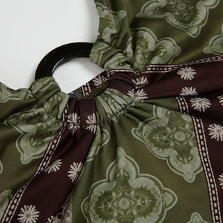 Halter self tie print o ring hollow out irregular cut out top