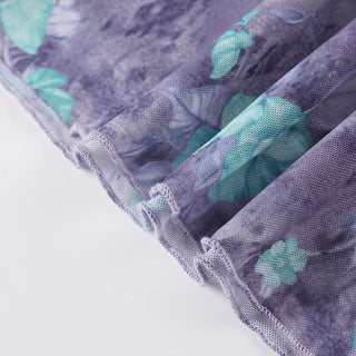 Ruffle mesh flower print v neck top