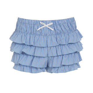 Bowknot ruffle plaid low rise short pant