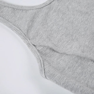 Halter lace up ribbed u neck stitch top