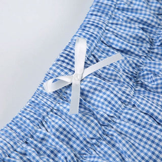 Bowknot ruffle plaid low rise short pant
