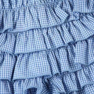 Bowknot ruffle plaid low rise short pant