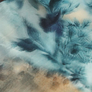 Lace hem v neck halter self tie print top