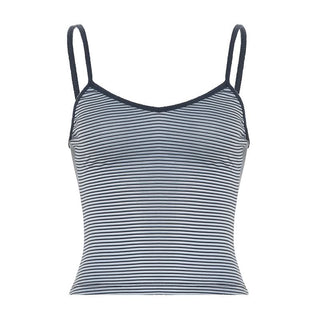 Striped v neck contrast backless cami top