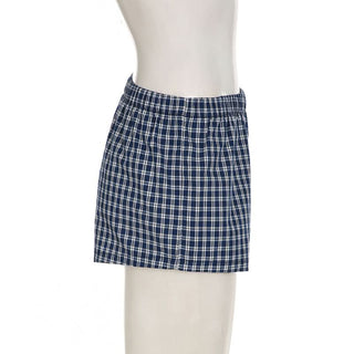 Button plaid contrast low rise short pant