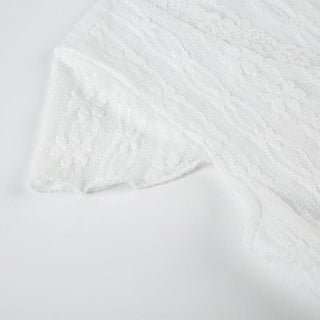 Lace cap sleeve v neck self tie solid top