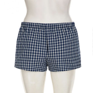 Button plaid contrast low rise short pant
