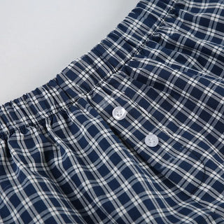 Button plaid contrast low rise short pant