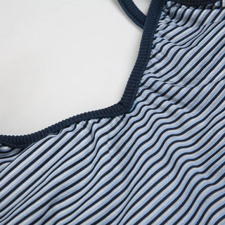 Striped v neck contrast backless cami top