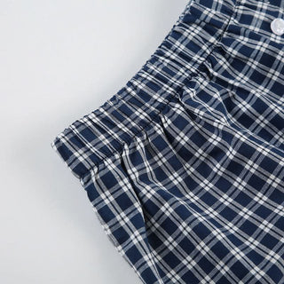 Button plaid contrast low rise short pant