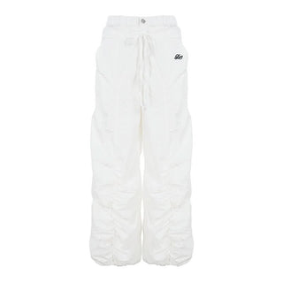 Drawstring ruched "06" pattern wide leg pant