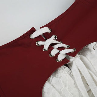 Lace self tie irregular A line mini skirt