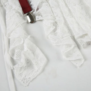 Lace self tie irregular A line mini skirt