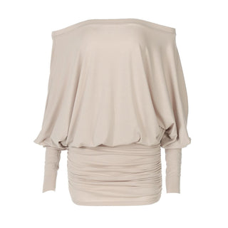 Long sleeve off shoulder ruched mini dress