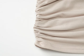 Long sleeve off shoulder ruched mini dress