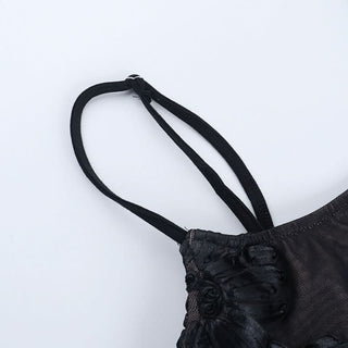 U neck flower pattern mesh cami top