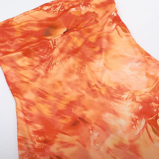 Print backless tube maxi dress