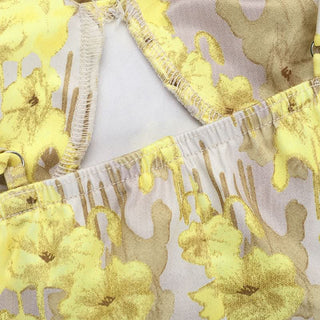 Flower print ruffle slit cami maxi dress