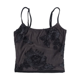 U neck flower pattern mesh cami top